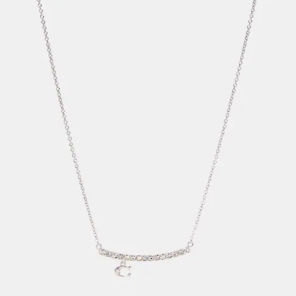 Coach Signature Pave Bar Necklace - sliver - Picture 1 of 1